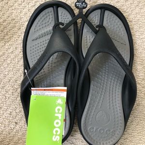 Crocs Athens flip flops, w 10/m 8, blk/grey - NWT
